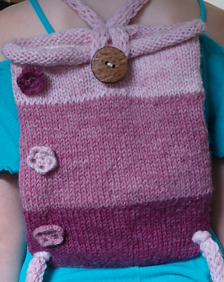 knit backpack (three roses)